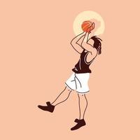 jugador de baloncesto, hombre, con, pelota, saltar, vector, diseño vector