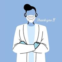 doctor with medical mask, thank you vector