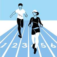 man and woman avatar running vector design