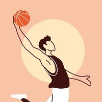 jugador de baloncesto, hombre, con, pelota, saltar, vector, diseño vector