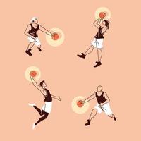 basketball players men with balls vector design