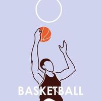 jugador de baloncesto, hombre, con, pelota, saltar, vector, diseño vector