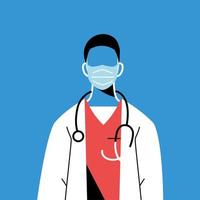 médico masculino con máscara y diseño vectorial uniforme vector