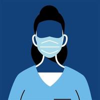 Female nurse with mask and uniform vector design