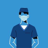 male doctor with mask and uniform vector design