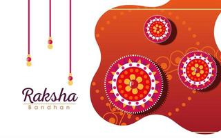 Raksha bandhan red mandala flowers wristbands vector design