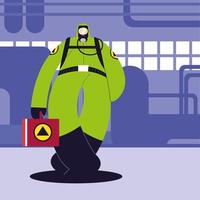 man in protective suit, chemical industry vector