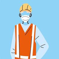 technician man with face mask and uniform vector