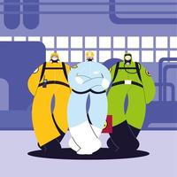 men in protective suits, chemical industry vector