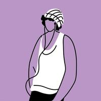 man listening to music with headphones vector