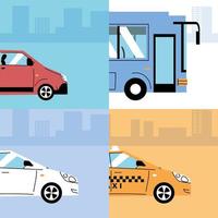 diferentes vehículos de transporte, transporte urbano vector