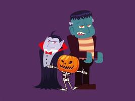 set of halloween characters vector