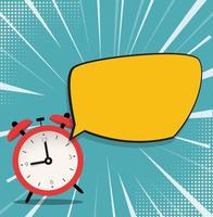 Alarm Clock Icon with speech bubble background. Vector Illustration