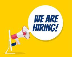 We are hiring background with megaphone. Vector Illustration