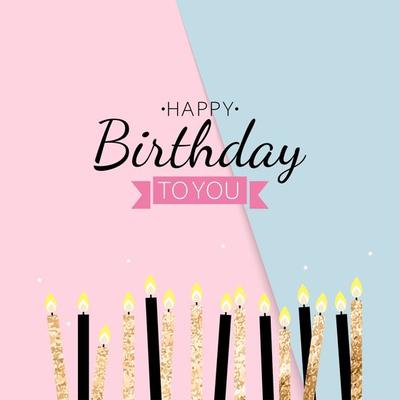Color Glossy Happy Birthday Banner Background with Candles Vector Illustration