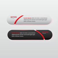 Button premium glossy black and white Red vector