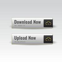 Button Dowload and Upload premium glossy black and white Gold vector