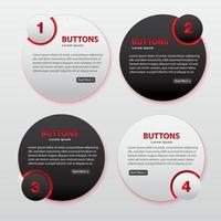 Button premium glossy black and white Red vector