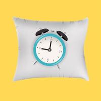 Alarm Clock on Pillow. Good Night Concept. Vector Illustration