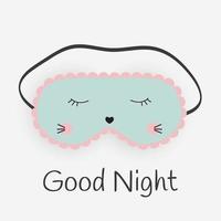 Good Night Abstract Background with Funny Sleeping Mask. Vector Illustration