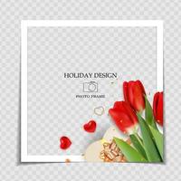 Valentines Day and Love Background Photo Frame Template for post in Social Network. Vector Illustration EPS10