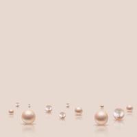 Glossy abstract bokeh lights background with realistic pearls. Vector Illustration