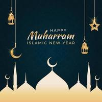 Islamic new year design greeting card , poster. Vector Illustration