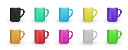 Realistic red mug on a white background. 3D rendering. Vector Illustration