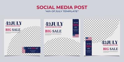 Modern social media post banner template design for US independence day celebration vector