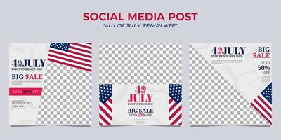 Modern social media post banner template design for US independence day celebration vector