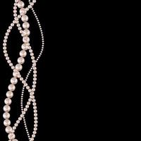 Realistic beauty strings of pearls on black background. Vector Illustration