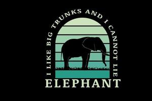 i like big trunks i cannot lie elephant color green gradient vector