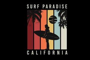 .surf paradise california color rojo naranja y gris vector