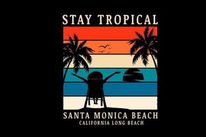 stay tropical santa monica beach color orange and blue vector