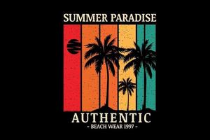 summer paradise authentic beach wear 1997 color orange yellow and green vector