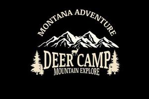 montana adventure deer camp mountain explore color cream vector