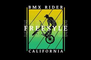 bicicleta motocross freestyle california color amarillo y verde vector