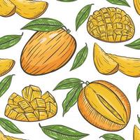 Seamless pattern with mango vector