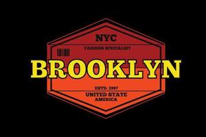 typography brooklyn united state america color orange and yellow vector