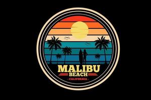 malibu beach california silhouette   design vector