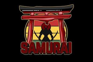 samurai japón silueta diseño vector