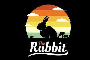 the rabbit  silhouette design with retro background vector