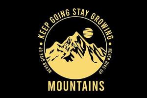 mountain never give up silhouette design vector