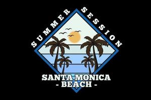 santa monica beach silhouette design vector