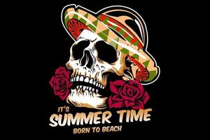 its summer time  illustration design with skull vector