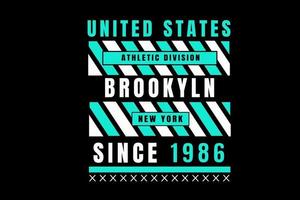 united states athletic division brooklyn new york color white and tosca vector