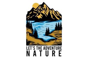 let's the adventure hand-draw design vector