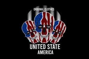 diseño de la bandera de Estados Unidos con calavera vector