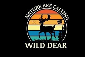 nature are calling wild dear color green orange and yellow vector