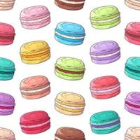 Hand drawn pattern french dessert macaroons Vector. vector